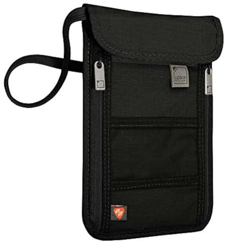 Lewis N. Clark RFID Blocking Stash Neck Wallet, Travel Pouch + Passport Holder for Women & Men, Black