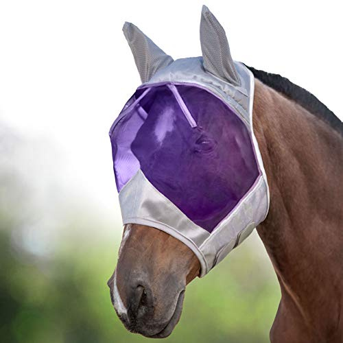 Harrison Howard CareMaster Maschera anti-mosche per cavallo UV protezione con para orecchie (S; Pony)