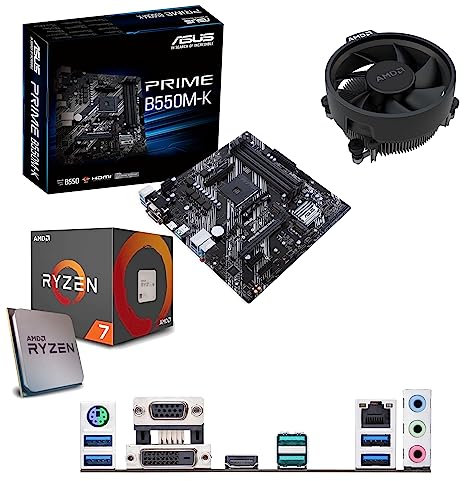 Ryzen 7 5700G 3.8Ghz (Turbo 4.6Ghz) 8 Core 16 Thread CPU with Radeon Vega Graphics, Prime B550M-K Motherboard Pre-Built Bundle NO RAM