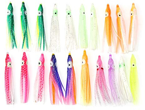 Artificial Soft Bait, Squid Fishing Lures , 20pcs New Useful Mixed Color Squid Skirt Bait Saltwater Sea Fishing Lures(6cm)
