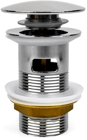 Xcel Home 1x Slotted Basin Waste | Chrome Dome Click Clack Sink Plug Strainer | Pop-Up Sink Plug Replacement | Solid Brass Construction | Universal Basin Stopper | Sink Plug for Bathroom & Kitchen