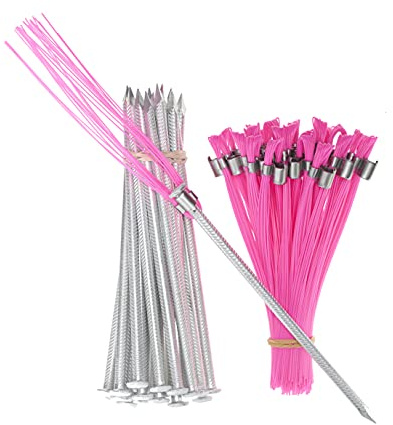 Trail Chasers Ground Markers Pink 6 Inch Marking Whiskers with Lightweight Non-Rust Aluminum Stakes (Pkg of 25)