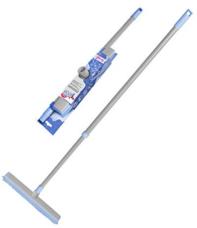 York Gummibesen mit Teleskopstiel – Hygienische Reinigung für Tierhaare, Staub & Wasser, Verstellbar von 74 bis 140 cm, Antibakterieller Besen mit Wasserabzieher, Entwickelt von YORK Bacteria Stop