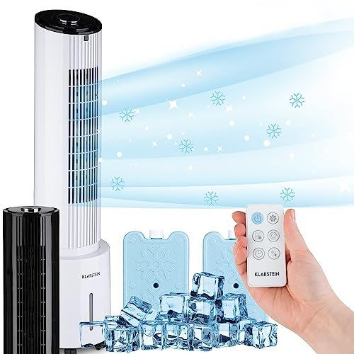 Klarstein Condizionatore Portatile Senza Tubo 45W, 4in1, Umidificatore, Climatizzatore Portatile Silenzioso con Night Mode, Ionizzatore, Ventilatore Aria Fredda, Raffrescatore 400m³/h, Serbatoio 4L