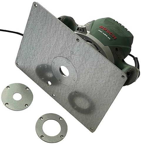 Platte Einlegeplatte Stahl Frästisch für Bosch POF 1400 ACE 1200 AE Oberfräse Einlegeringe