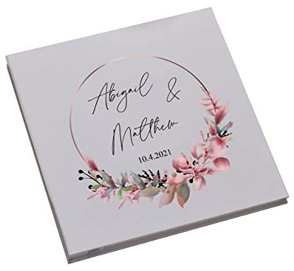 Personalised Large Linen Wedding Photo Album With Floral Wreath