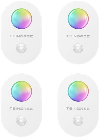 TSINGREE Motion Sensor Wireless Under Cabinet Lighting, Night Lights, Type-C USB Rechargeable, 8 Colors, 2 Scene Mode, Stick on, Hilly Light Effects, Small Decoration Lights for Hallway, Cupboard.