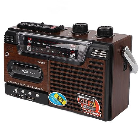 Cassette Player, Portable AM FM Radio Strong Signal Noiseless Support Storage Card and USB, Portable Cassette Player Recorder Compatible with Laptops and Personal Computers (UK