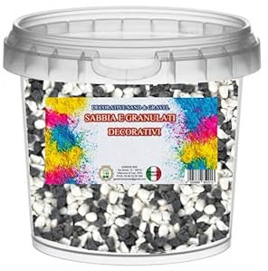 GRANULATO MARMO Decorazione Sottile 0,7-1,2 cm IN BARATTOLO KG 1-20 VARIANTI (BIANCO-NERO GRANULO)