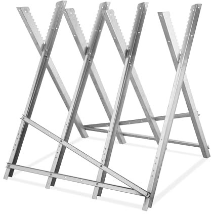 Relaxdays Caballete para Motosierra, Plegable, para hasta 150 kg, Soporte Cortar Madera, 82x83x80 cm, Acero, Plateado