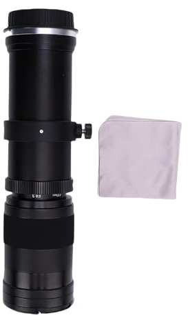 Akozon 420-800mm F8.3 Telezoomobjektiv Fit för EF EF-S Mount Cameras Manual Focus Camera Lens Aluminium Alloy Optical Glass (Svart)