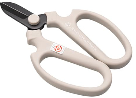 Japanese Floral Scissors Black Blade – SAKAGEN Hand Creation, Premium Fluorine-Coated Anti-Wear Shears, Made in Japan, Flower Shears for Floral Design, ikebana & Gardening, F-170 (Warm Grey)