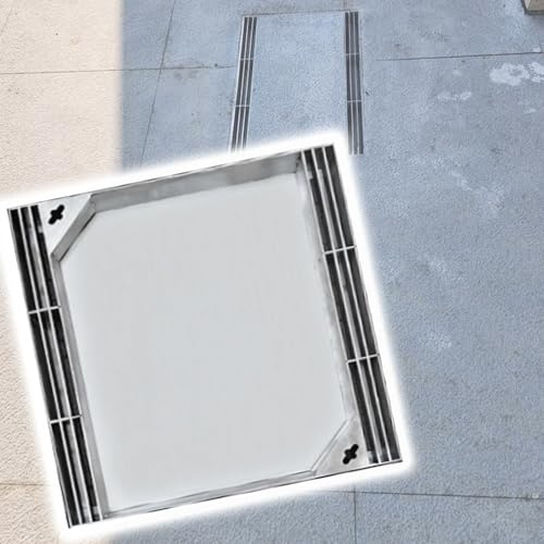 Osynligt brunnsskydd och ram i rostfritt stål – 30 x 30 cm, dräneringslösning för uppfarter, trottoarer och gröna bälten, linjärt avloppshandfat, väderbeständigt