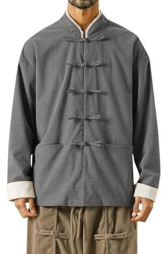 Generisch Hombres Chino Tradicional Tang Traje Artes Marciales Kung Fu Tai Chi Wushu Ropa Tradicional Uniforme Transpirable Manga Larga Abrigo Tops Estilo Tang Chaqueta Entrenamiento chino