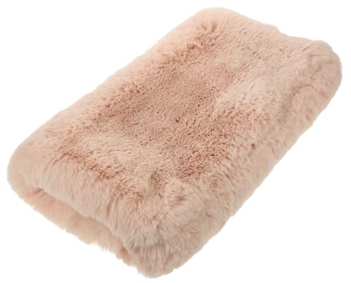 KOMBIUDA Manguito Calentador de Manos de Felpa Gruesa, Piel Sintética Color Beige, Tamaño Mediano, Cálido y Suave para Mujer, Cojín Abrazable Portátil para Invierno, Senderismo, Esquí