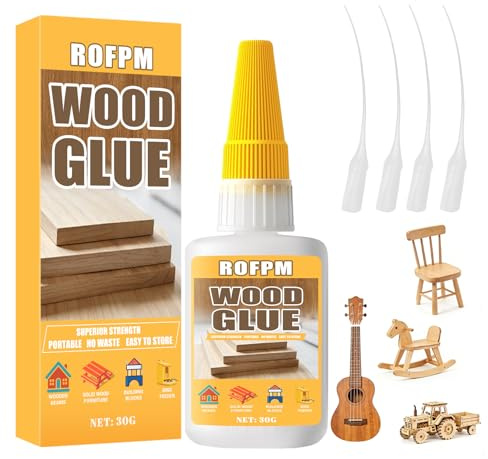 Colle à Bois, Transparente, à SéChage Rapide, Extra Forte, Avec Pointe Fine, ImperméAble, Pour Meubles, Bois Dur, Contreplaqué, Mdf, 30 g