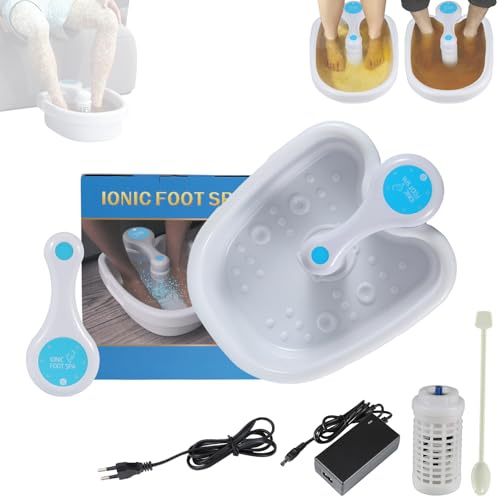 Bagno per piedi Detox agli ioni con sensore per piedi, set di disintossicazione portatile per elettrolisi, pediluvio pieghevole con accessori completi per la casa e i viaggi, cura professionale dei
