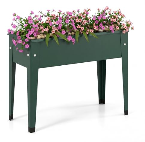 COSTWAY hög bädd metall, upphöjd trädgårdsbädd upp till 20 kg, 60 x 27 x 45 cm