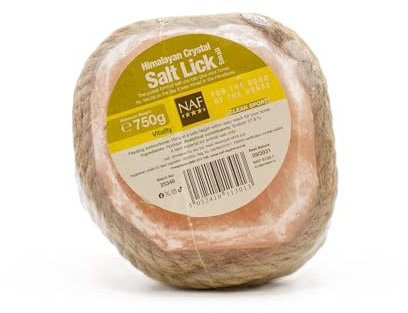NAF Himalayan Salt Lick Small – Natural Rock Salt Lick for Horses & Ponies – Rich in Essential Minerals & Trace Elements – Long-Lasting & Weather-Resistant – With Rope for Easy Hanging