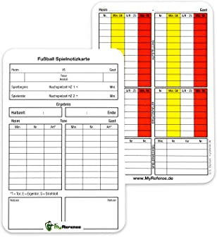 Schiedsrichter Spielnotizkarten Fussball 250 Stück NEUE GENERATION gemäß DFBnet