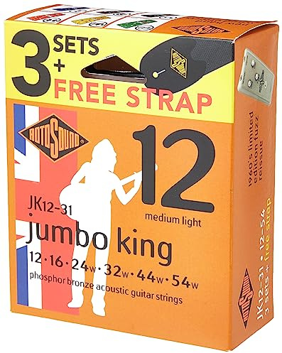 Rotosound strängar för akustisk gitarr JUMBO KING 3 set + rem JK12-31-F