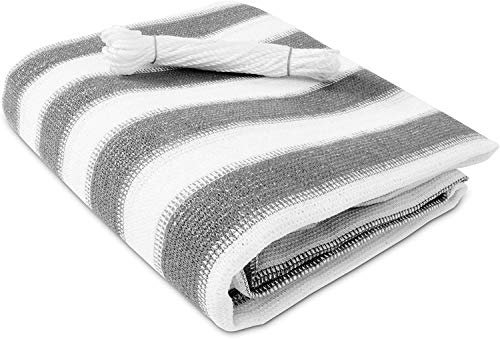 casa pura Brise Vue Balcon - Pare Vue Balcon | Brise Vue Occultant | Cache Balcon Résistant Aux Intempéries | avec Oeillets et Cordons | Gris/Blanc - 90x500 cm