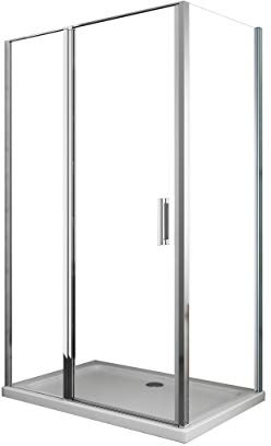 Box Doccia a 2 Lati Con Apertura Battente e Fisso in Linea con Parete Laterale Fissa Reversibile H.190 Vetro 6 mm (FISSO 76.5-79 + PORTA 97.5-100.5)