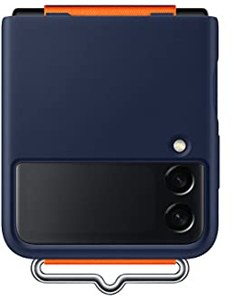 Samsung Silicone Cover Smartphone mit Strap EF-GF711 für das Galaxy Z Flip3 5G, Handy-Hülle, Silikon, Schutz Case, stoßfest, dünn und griffig, Halteband, Dunkelblau