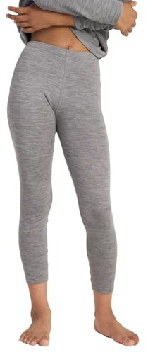 LAPASA Kids Unisex Merino Wool Base Layer Bottom Winter Pants for Girls Boys K14, Heather Grey, 11-12 Years