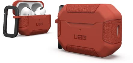 Urban Armor Gear Scout Case für die Apple AirPods Pro 2022 Hülle [Wireless-Charging kompatibel/Status LED sichtbar, Strukturiertes TPU, Abnehmbarer Karabinerhaken] Rust