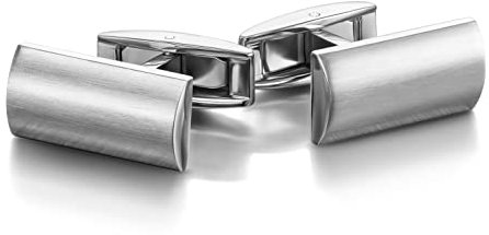 Colibri Polaris Manschettenknöpfe für Herren – Polierter und satinierter Stahl – Designer-Manschettenknöpfe mit drehbarem Walverschluss – Geschenkbox