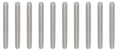 Rebower Totalmente Roscado Varilla 304 Inoxidable Acero Perno Prisionero Barra, [para Abrazaderas U Pernos] - M6 x 60mm Macho Roscado/Plateado/Paquetes de 10