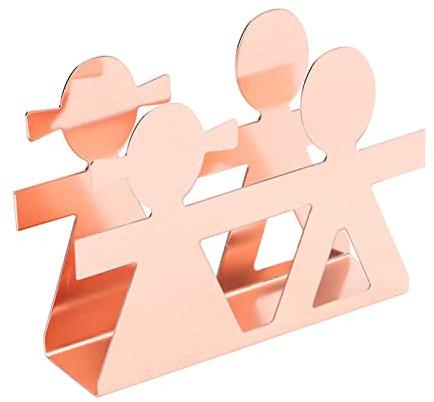 Porte-Serviette Vertical en Métal, Support de Serviette en Papier en Humanoïde Miniature Moderne pour Table, Porte Serviettes Distributeur de PapierPour Cuisine Maison Comptoir Décoration(Or rose)