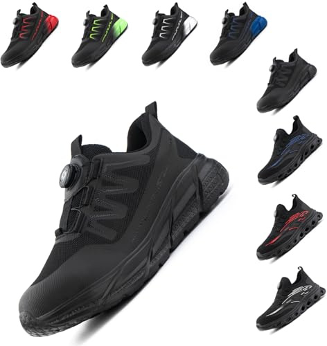 Hitmars Safety Trainers Men Ladies Safety Shoes Womens Work Shoes Steel Toe Cap Site Composite Comfortable Non Slip ER-2 Black 11UK