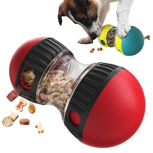 mymai Intelligenzspielzeug für Hunde, Futterball für Hundes mit Verstellbarer Futterausgabe, interaktiver Snackball hundeball Leckerli Ball für welpen, langsamer Fresser (Dunkelrot)