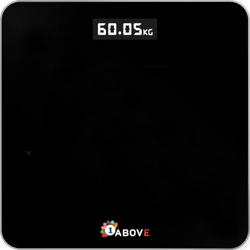 1ABOVE Digital Bathroom Scale, Electronic Scales Weighing Scale, Auto On/Off Function, LED Display for Superior Visibility, Switch Units Kg-lb, Max Capacity 180kgs, Weight Machine for People- Black