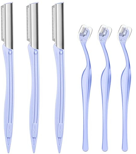 6 Stück Augenbrauenrasierer Herren Damen, Gesicht Rasiermesser Rasierer Augenbrauenformer Gesichtshaarentferner für Frauen, Eyebrow Razor Trimmer, Dermaplaning Rasierer (Blau)