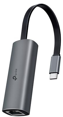 TP-Link USB C to Ethernet Adapter, 2.5 G Plug & Play Network Adapter | Type-C to RJ45 | Aluminum Alloy Case | Thunderbolt 4/3 Compatible for MacBook Pro/Air, iPad, iPhone 16 Pro/Max and More (UE302C)