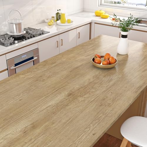 Livelynine Carta Adesiva per Mobili Legno Chiaro Pellicola Adesiva per Mobili Cucina Top Impermeabile Carta da Parati Autoadesiva Muro Camera da Letto Rivestimento Adesivo Legno Naturale 40CMx2M