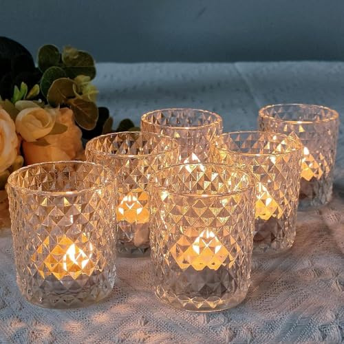 12 Pièce Photophore Bougie,Photophores Bougeoir en Verre Transparent,Photophore Verre,Bougeoirs Support pour Bougies Chauffe-Plat,Porte Bougie Decorative pour Table Mariages,Noël,Fêtes d'anniversaire