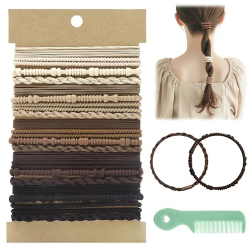 APOMOONS 20PCS Lazos Para El Cabello Bohemias Para Mujeres Niñas Set De Coleteros Boho Mujer Con Cepillo Verde Gomillas Para Muñeca y Pelo, Accesorios Cabello Bohemios Regalo Ideal