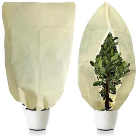 INYEEXUP 2Pièce 120 * 180cm 80g/m² Voile Hivernage Plante Exterieur ，Indéchirable, Réutilisable Protection Hivernale pour Plantes avec Fermeture Éclair, Beige Housses de Protection pour Plantes