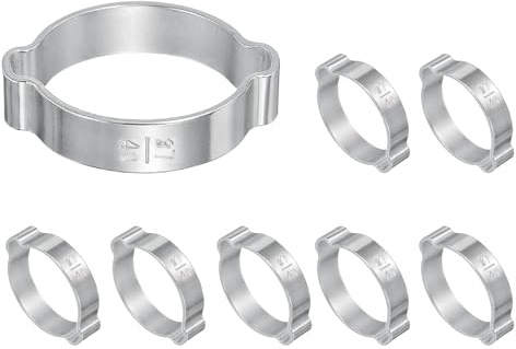 PATIKIL 8 Pcs Abrazaderas Manguera Doble Oreja, 37-40mm Anillos Crimp O Clip Acero Inoxidable 304, Abrazaderas Para Tuberías Para Conexiones Mangueras Combustible Gasolina