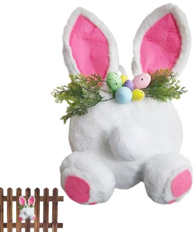 Genérico Decorazione Pasqua Corona di Conigli - 22 x 17 x 13 cm | Ghirlanda Pasqua divertente fai da te facile da appendere interni esterni decorazione | Corona di uova e conigli per porta con festa