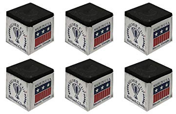 Silver Cup Set of 6 Black Billiard Pool Cue Chalk