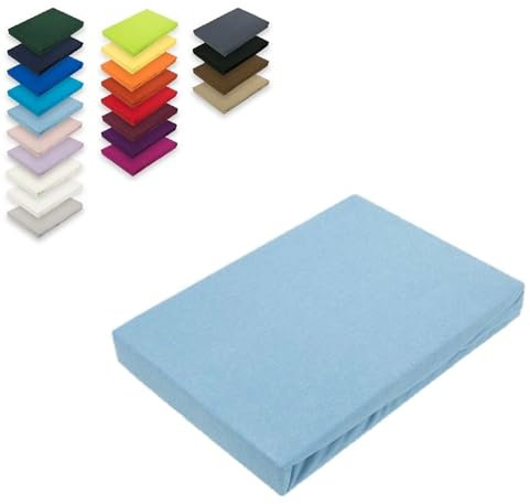 EXKLUSIV HEIMTEXTIL Jersey Spannbettlaken 180-200 x 200 cm Hellblau