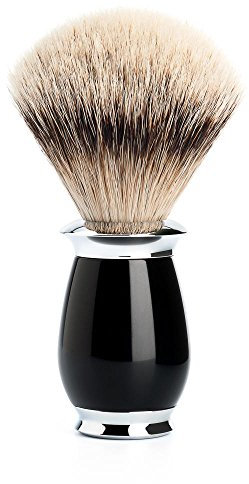 MÜHLE Rasierpinsel - Purist Serie - Silberspitz Dachszupf - Edelharz schwarz