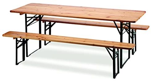 Linea Garden Friend Set Birra Rettangolare 1 Tavolo e 2 panche 80 x 200 cm, Legno