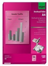 Sigel© Overhead-Folien fr S/W-Laser/-Kopierer, transparent, 100 æm, A4, 100 Blatt