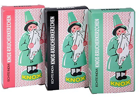 KNOX Räucherkerzen/Rauchkegel Ostalgie - 3er Set Duftnoten: Sandel + Weihrauch + Tanne - 24 Stück pro Packung - Made in Germany